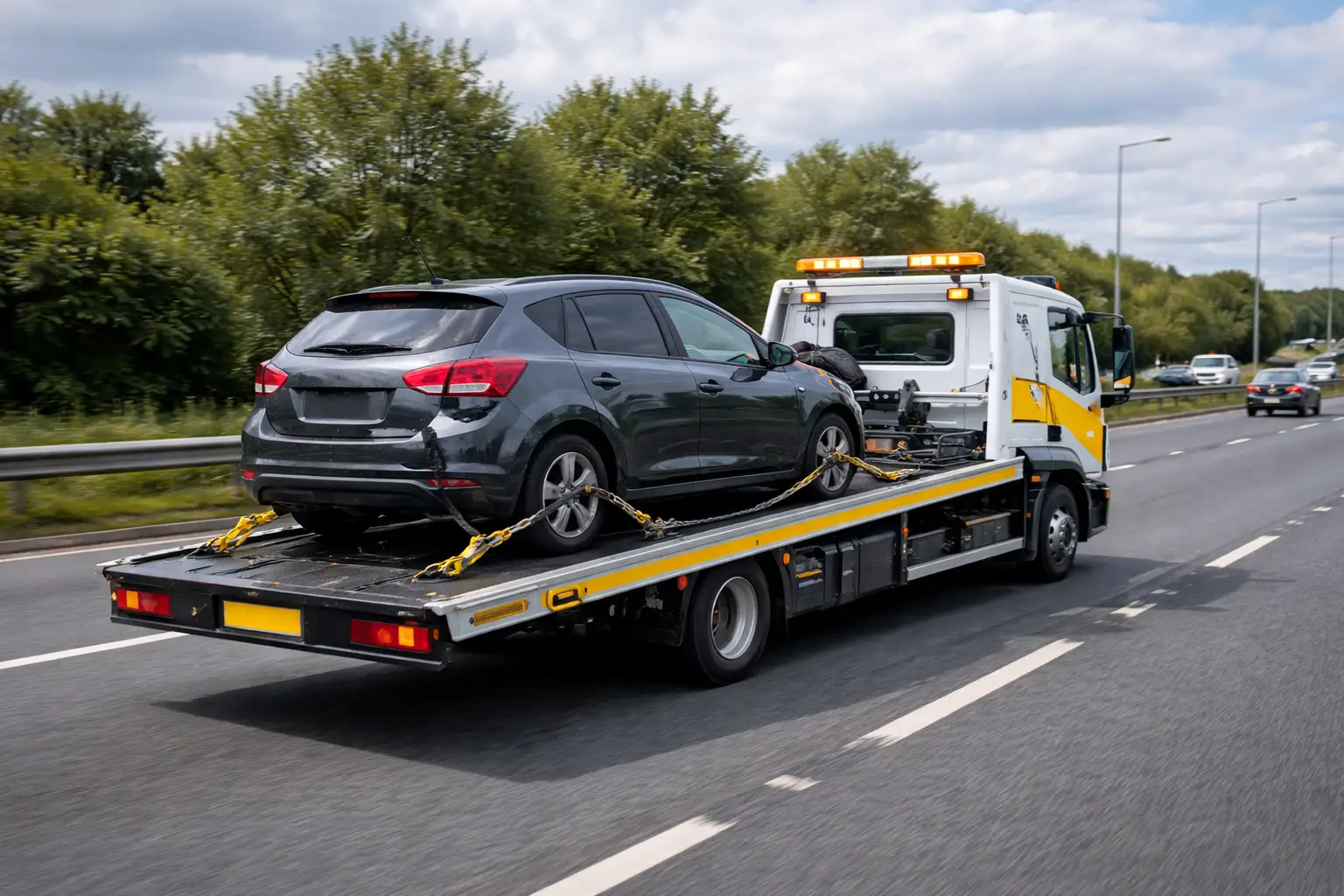 Vehicle towing truck UK motorway