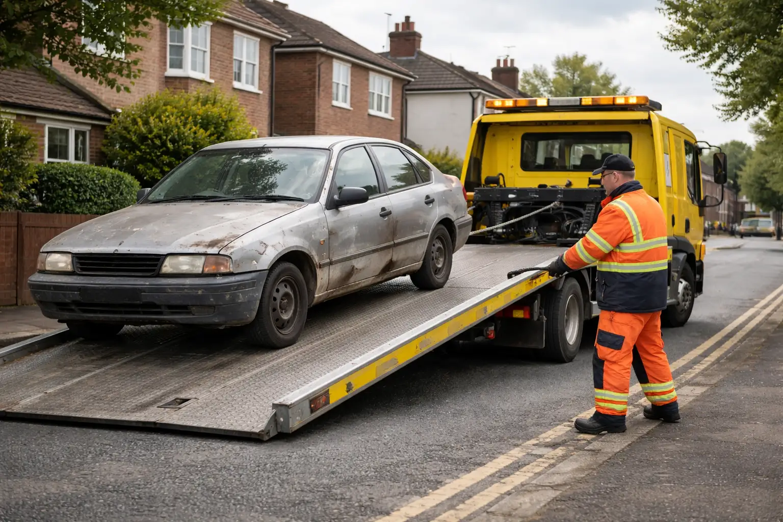 Scrap car collection truck UK